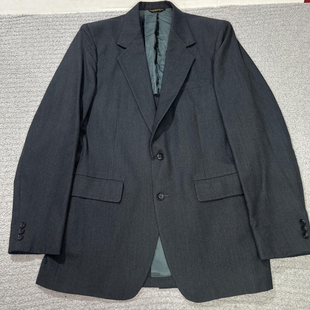 Haspel Suit Jacket 42L Charcoal Gray‎ Preppy USA Made Wool Blazer